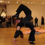 Marci and Chris Oakley contortion at Mika Tajima exhibit opening